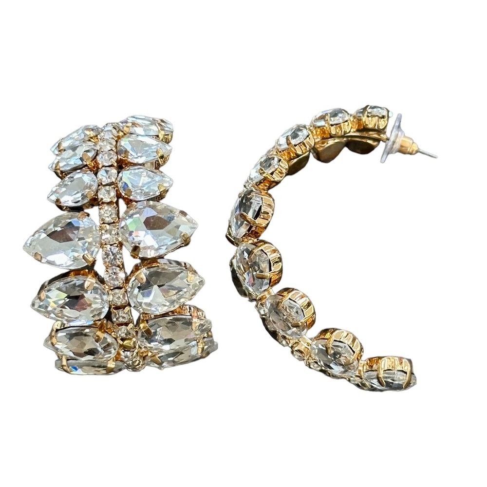 Crystal prom gold hoop earrings